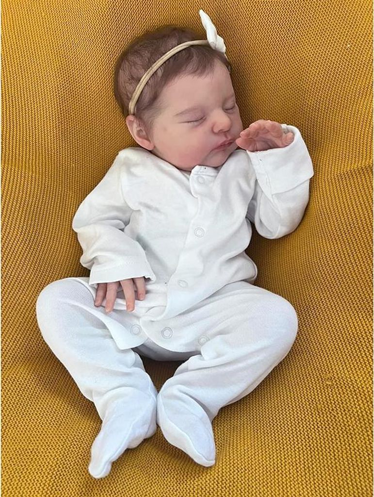 48 cm grote, handgemaakte reborn-babypop met 3D-huid Productafbeelding 