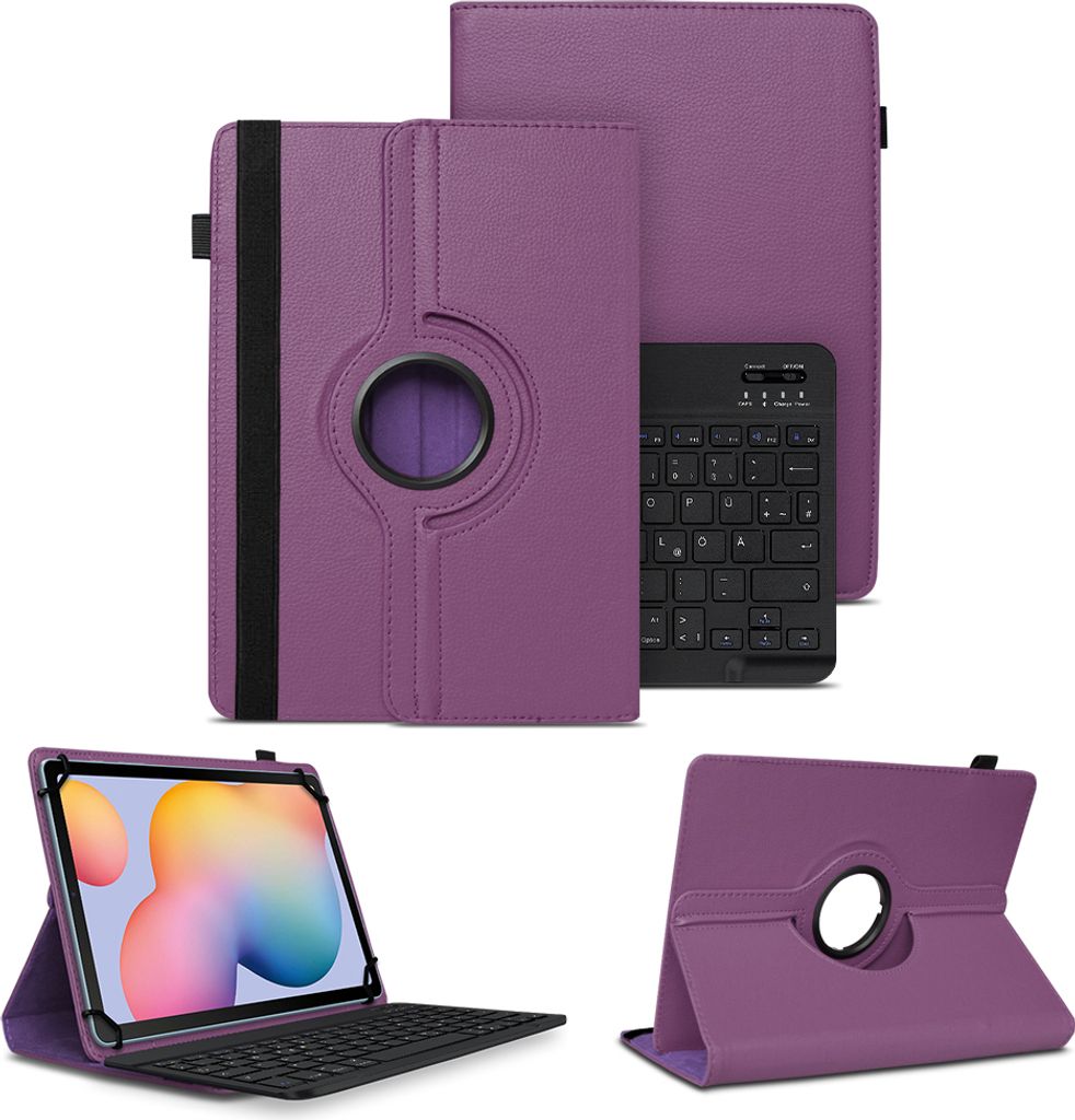 Schutzhülle für Samsung Galaxy Tab S6 Lite Hülle Tablet Tasche QWERTZ TastaturFarben:Lila