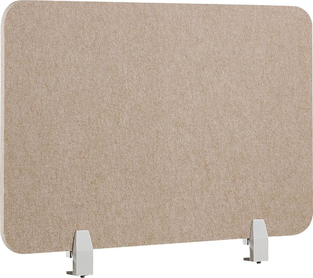 BELIANI Schreibtisch Trennwand Beige Stoff PET Kunststoff 80 x 50 cm zum Aufstellen Klemmen Schallschutz Sichtschutz Pinnwand Büro Home Office