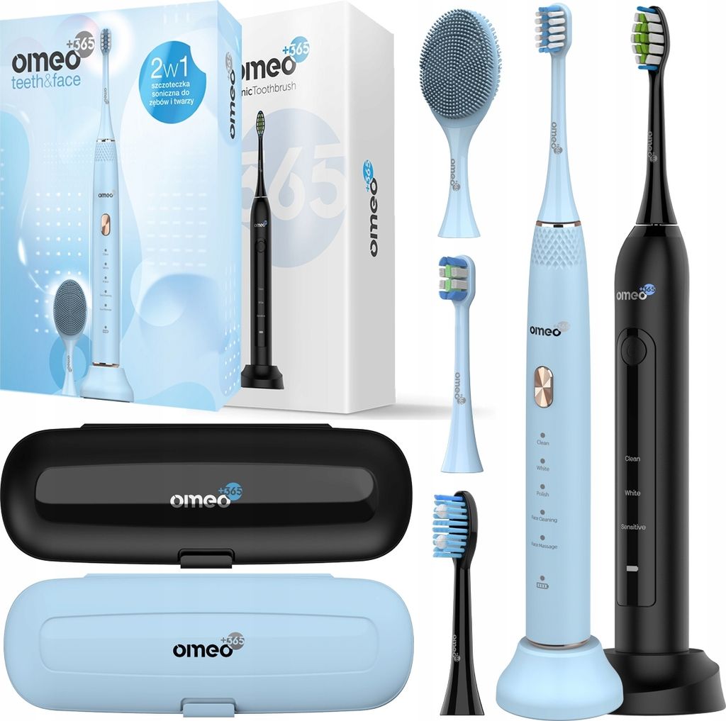 OMEO | Schallzahnbürste +365 Classic - Schwarz - 3 Reinigungsprogramme - 60 Tage Akkulaufzeit