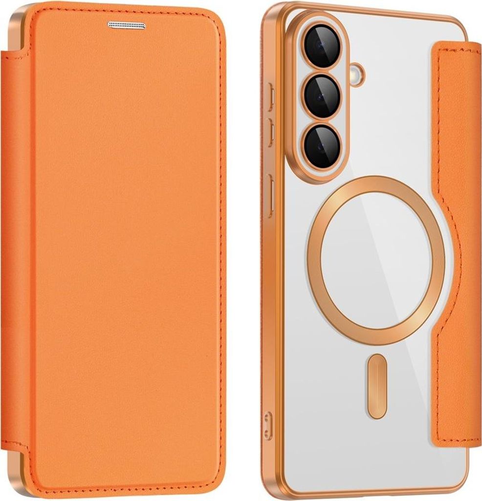 MagSafe Hülle für Samsung Galaxy S26 Plus - Phonesta Luxury Crystal Book Wallet Klapphülle - Orange