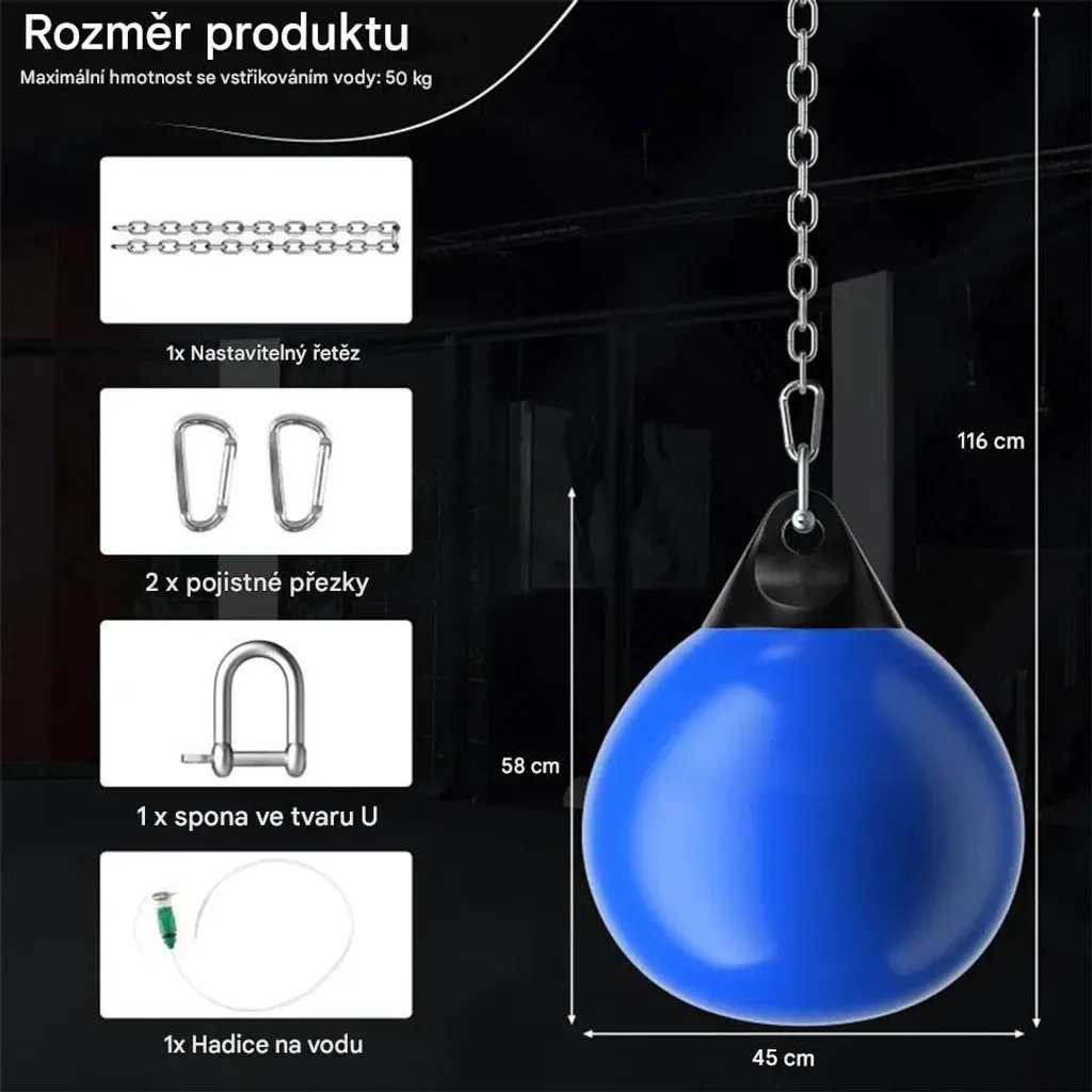 Sac de boxe à eau bleu Ø45 cm avec absorption des chocs optimale