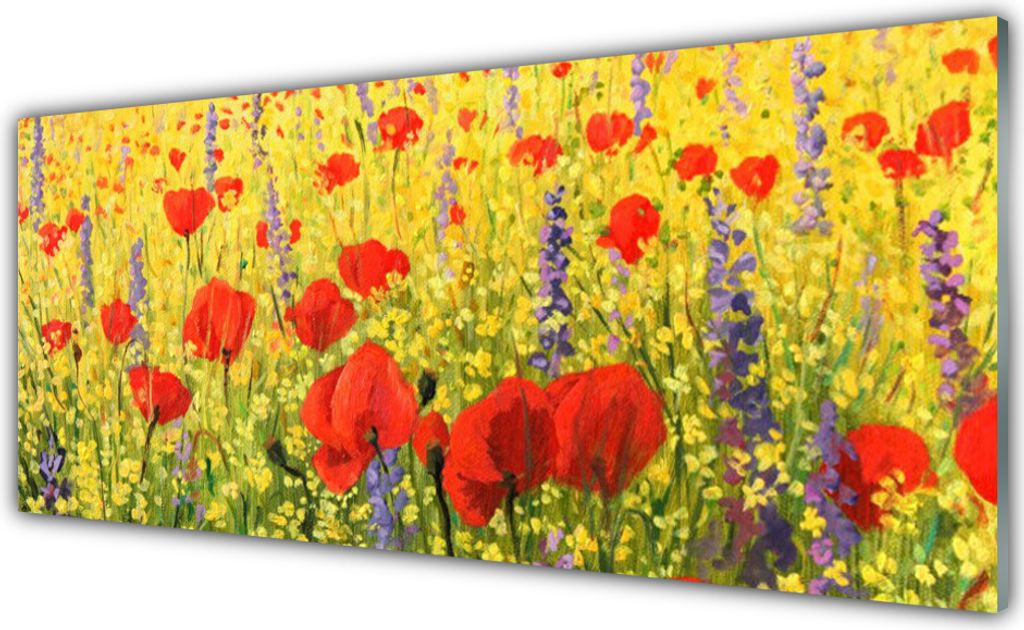 Küchenrückwand aus Glas 125x50cm Spritzschutz Blumen Pflanzen
