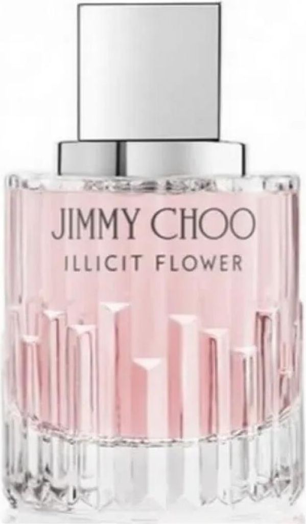 A studio shot of a Jimmy Choo Illicit Flower Eau de Toilette bottle.