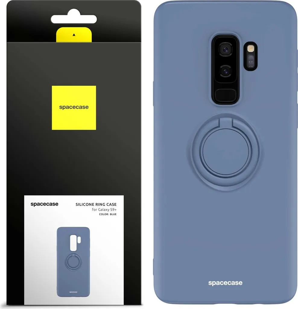 Cover Silicone Galaxy S9+ con Ring Blu SPACECASE | Anti-Caduta