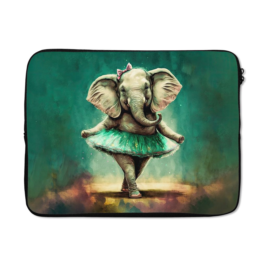 MuchoWow Laptop Hülle 15 Zoll Elefant - Ballerina - Farbe - Bogen - Porträt - Kinder Laptoptasche - Laptoptasche - Sleeve - Rundum-Schutz