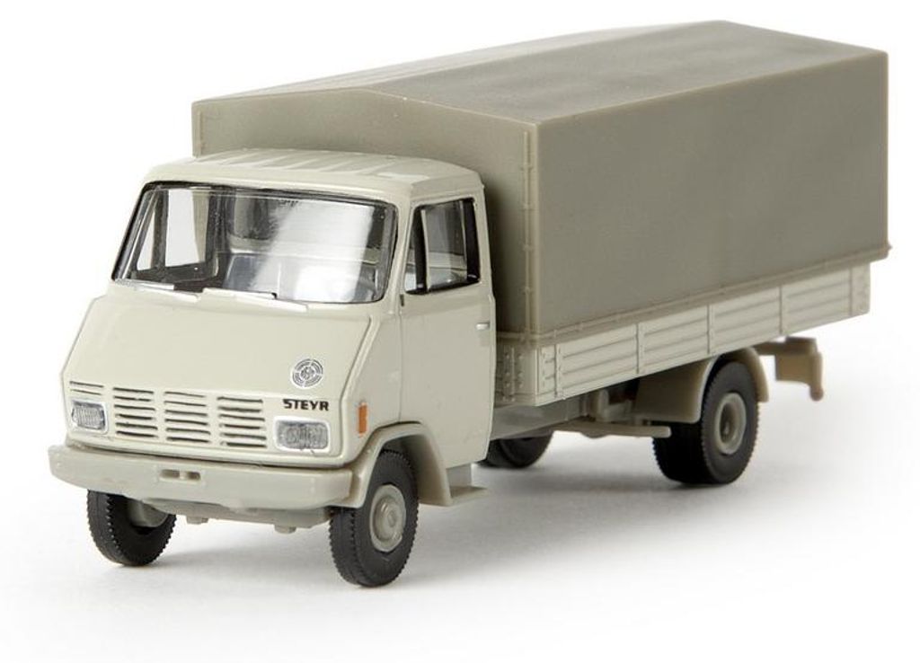 Brekina 37701 - 1/87 Steyr 590 Pritsche/Plane - Kieselgrau - Neu