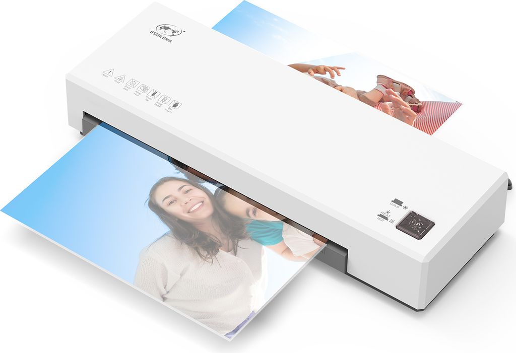 OSMILE Desktop Laminator Machine Set A4 Groesse Heiss- und Kaltlaminierung 2-Rollen-System 9 Zoll Max. Breite Geeignet fuer A4/A5/A6 Laminiertasche...