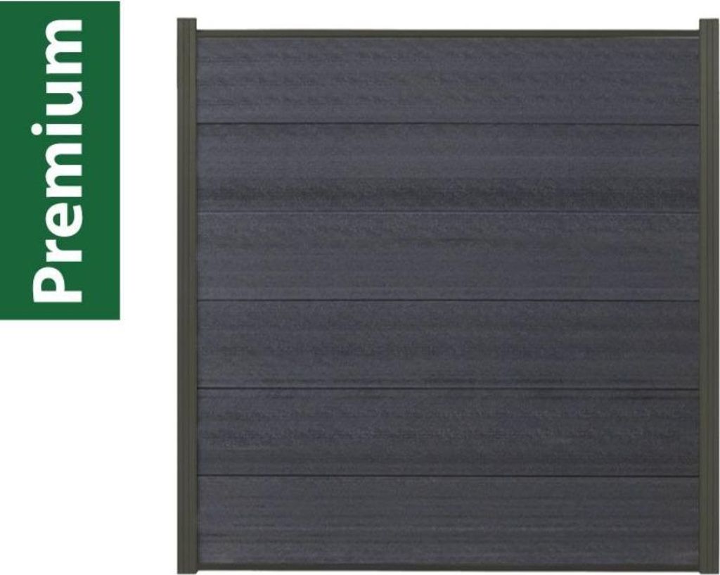 Woodstore24- XXXL Premium coex. WPC Sichtschutzzaun anthrazit - 10 x Zaun & 11 x Pfosten - 175 cm x 179 cm - Gartenzaun Komplettset - inkl. Pfosten