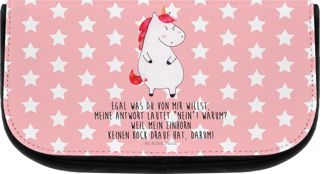 Mr. & Mrs. Panda Organizer Einhorn Wut - Rot Pastell - Geschenk, kosmetiktäschchen, Kosmetiktasche, Arbeit, schminkaufbewahrung, Make-up Täschche...
