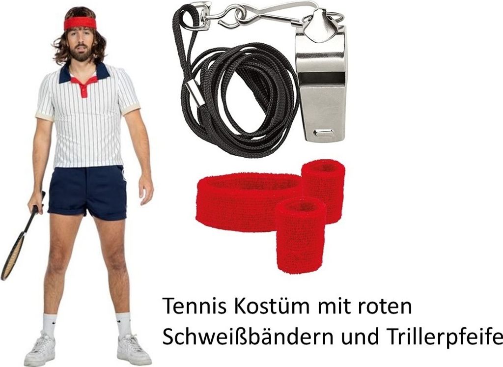 Set 80er Jahre Tenniskostüm - Wimbledon - Sportskostüm Gr. Produktbild 