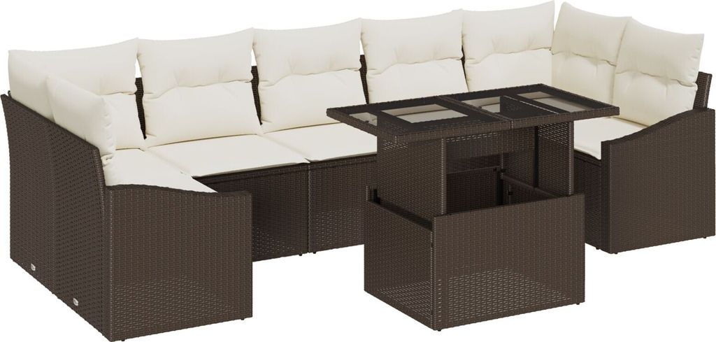 "2025"Cloris 8-teiliges Garten Sofa Set mit Kissen braunes Poly-Rattan - Gartensofas 710361