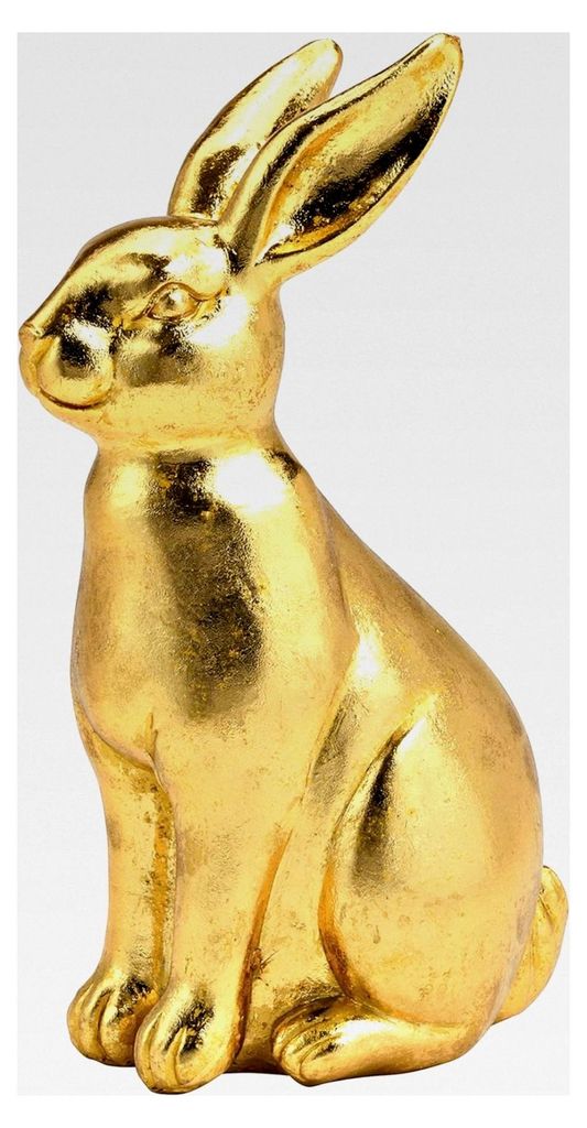 Osterhase aus Polyresin in Gold - Dekohase für Ostern (10 x 16 x 6 cm)