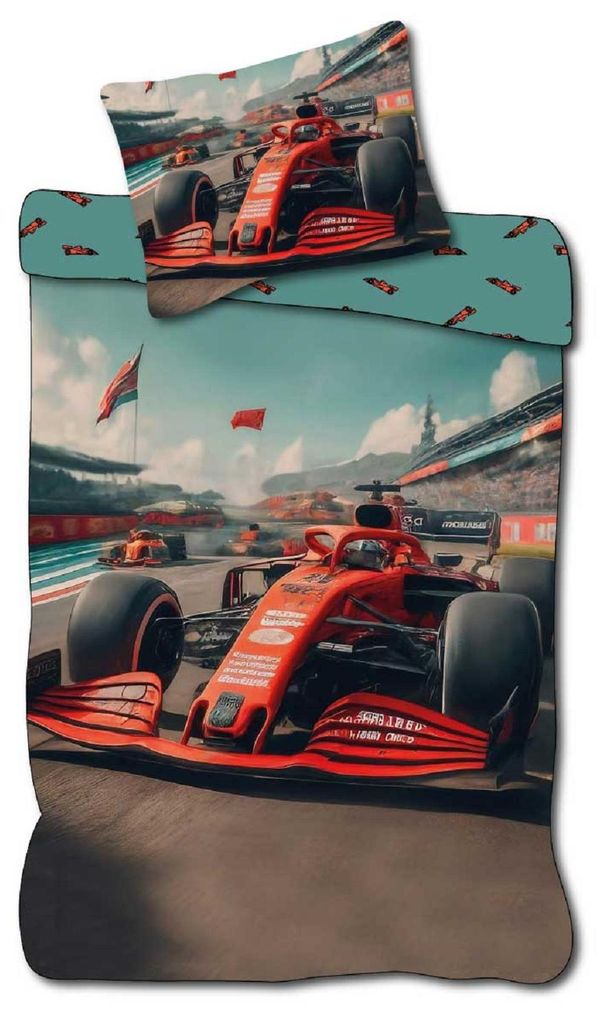 Pościel dziecięca Auta wyścigowe 100 x 135 cm Zdjęcie produktu 