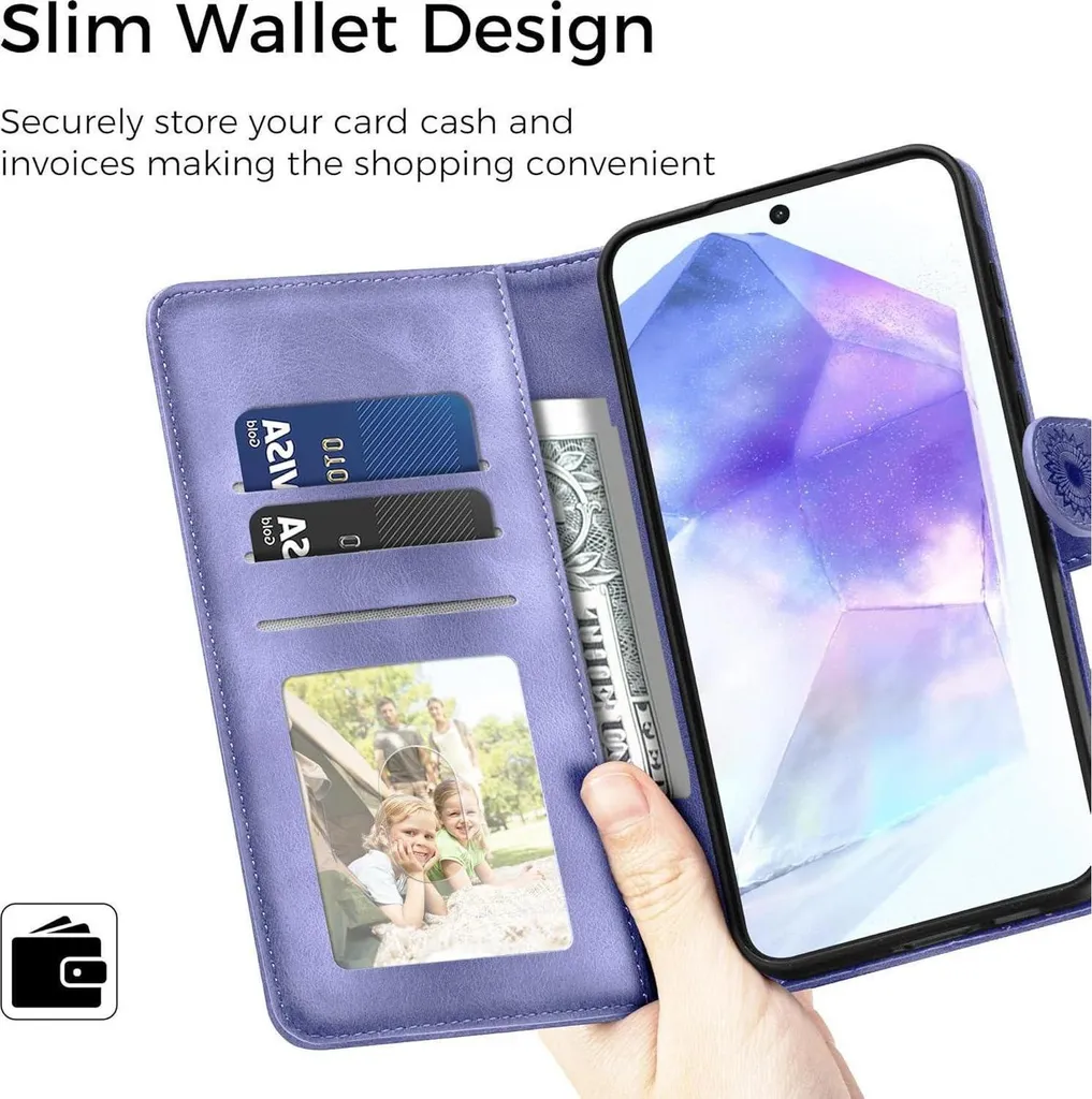GOKEN Cover Portafoglio Per Blackview A55 Con Slot Carte E Supporto - Blu