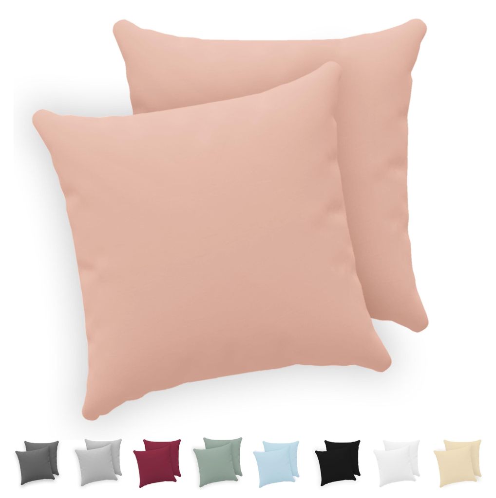 Kissenbezug 40x40 (2er-Set) – 100 % Jersey-Baumwolle, 150 g/m² – Rosa – Für Kissenbezüge der Größe 40x40 cm – Kissenbezug – Kissenbe...