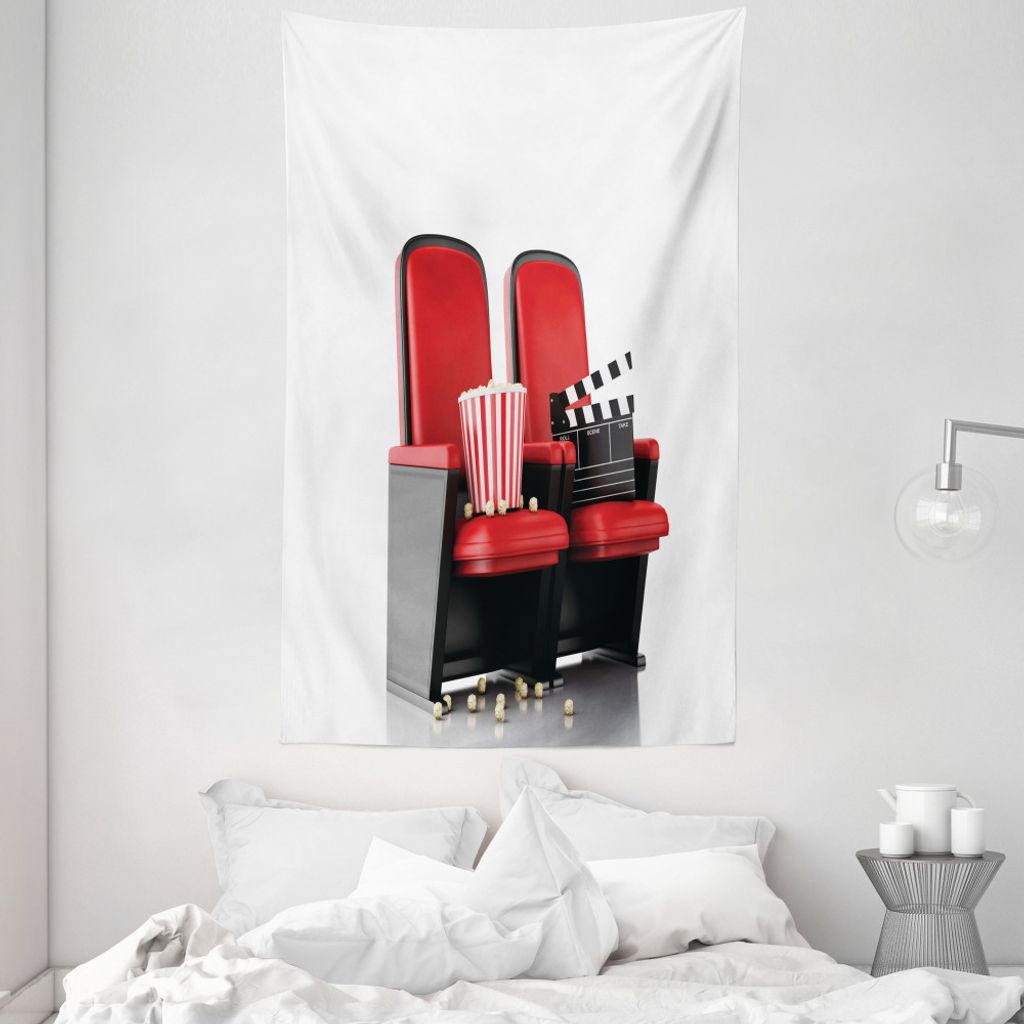 ABAKUHAUS Kino Wandteppich und Tagesdecke, 3D-Theater-Sitze aus Weiches Mikrofaser Stoff Waschbar ohne Verblassen Digitaldruck, 140 x 230 cm, Rot S...