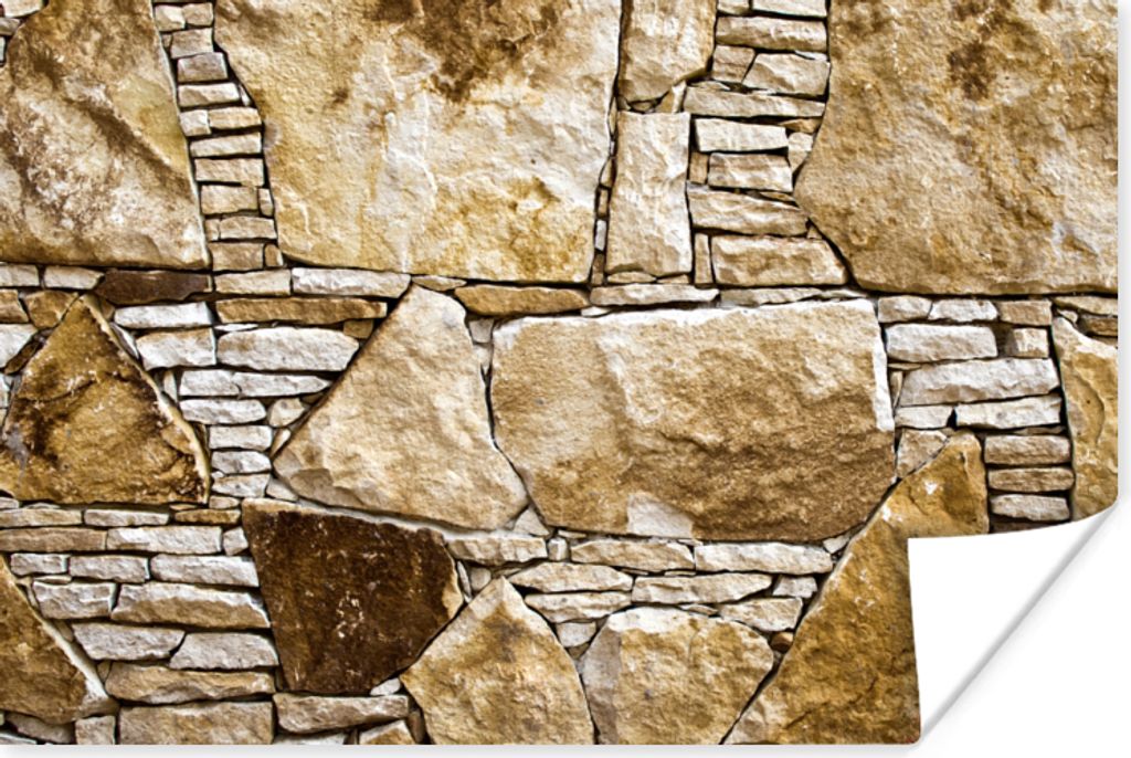 MuchoWow Poster Felsbrocken - Mauer - Steine 180x120 cm - Fotoplakat