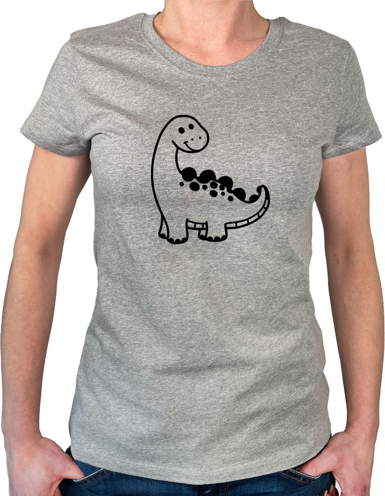 Huuraa Damen T-Shirt Apatosaurus Dinosaurier M Sport Grey Bio Baumwolle Fairtrade Damenshirt Geschenkidee