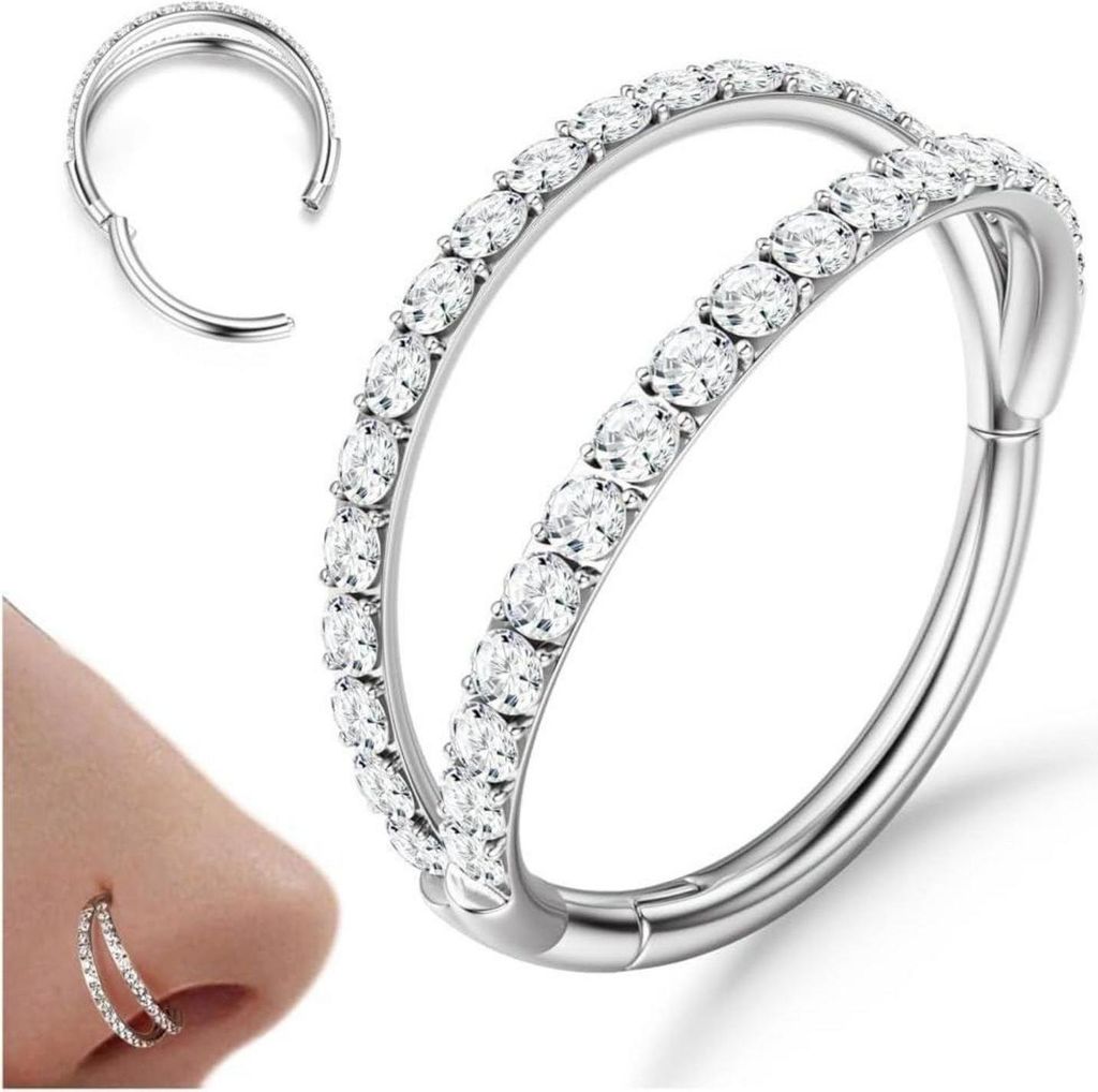 Nasenpiercing Ring CZ 316L Chirurgenstahl 18G/20G Produktbild 