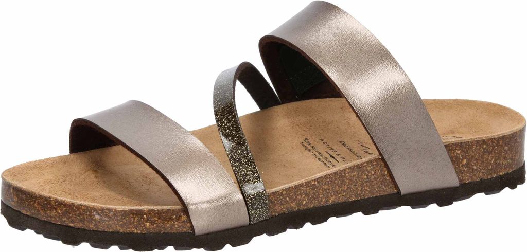 Lico Damen Pantolette Bioline mit ergonomischem Fußbett und dämpfungsaktiver EVA-Laufsohle, Glitter, Größe 37