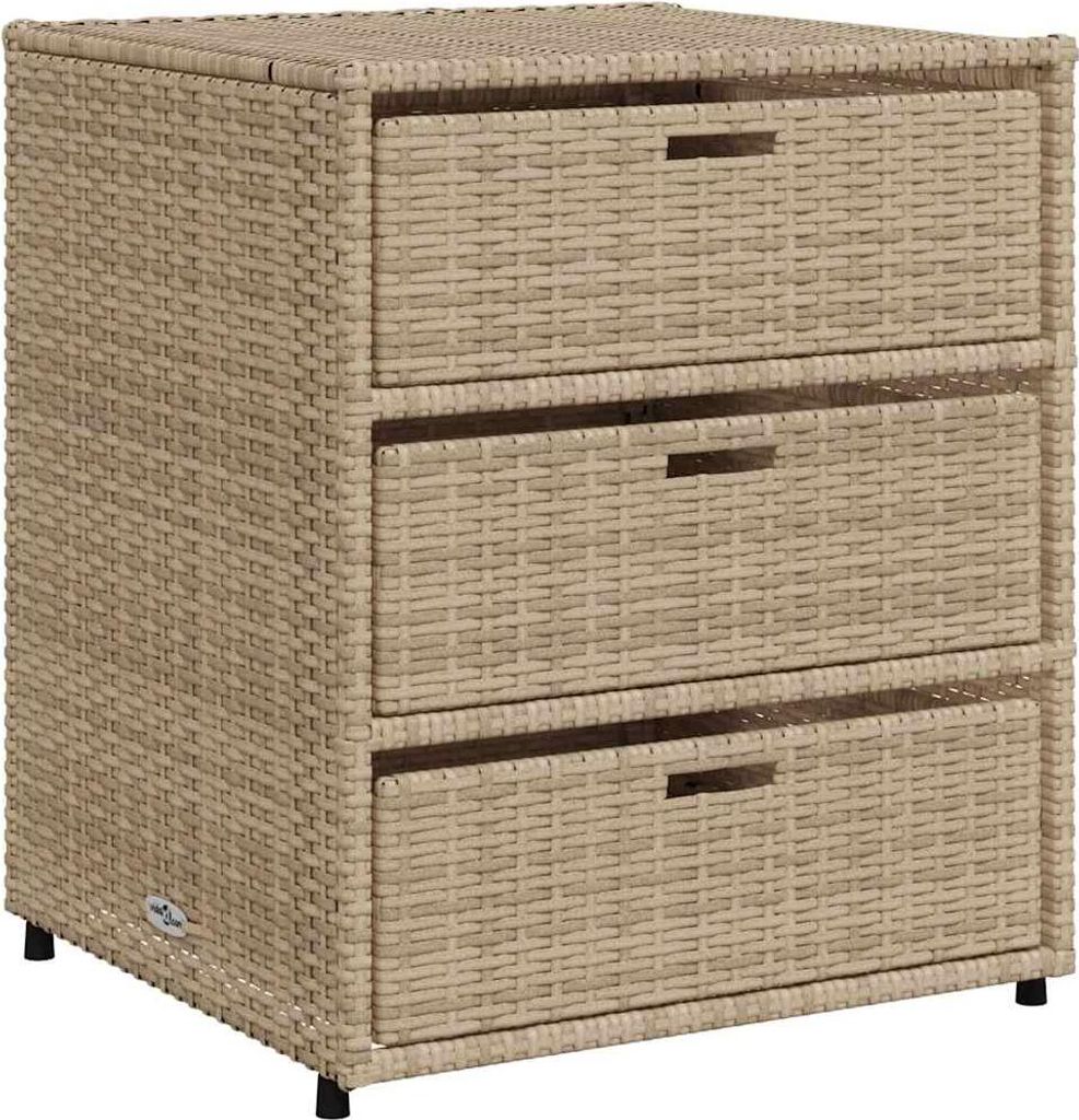 vidaXL Gartenschrank Beige 55x59x69 cm Poly Rattan Produktbild 