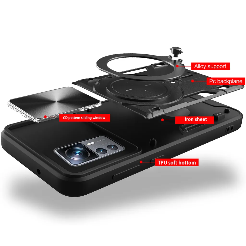 EASSGU Custodia per Xiaomi MI 12T Pro (6.67 Inches), con Cover Protettiva in Armor Silicone Antiurto per PC Kickstand - Blu