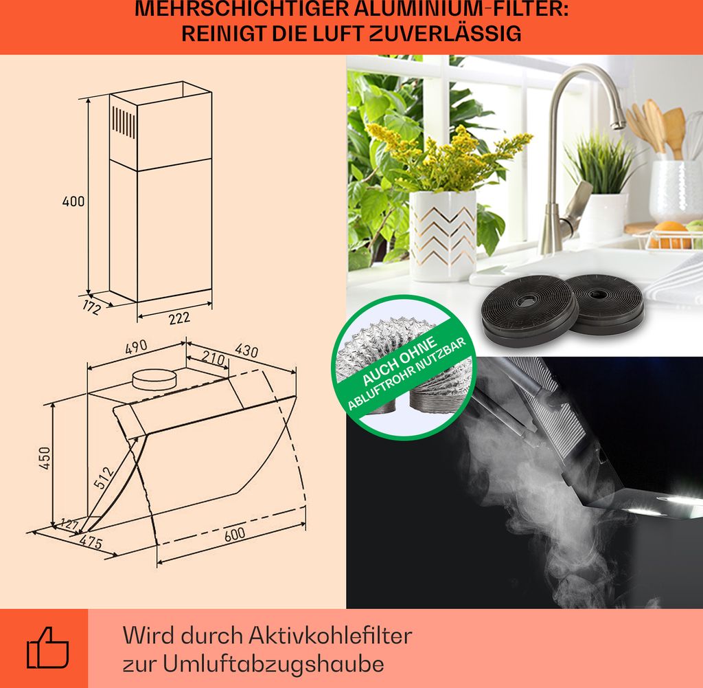 Produktbild von Prostko Ltd Leiser Badlüfter – Runde Dunstabzugshaube 125 Mm (5 Zoll), Mit Anthrazitfarbener Front, Für Bad, WC, Küche