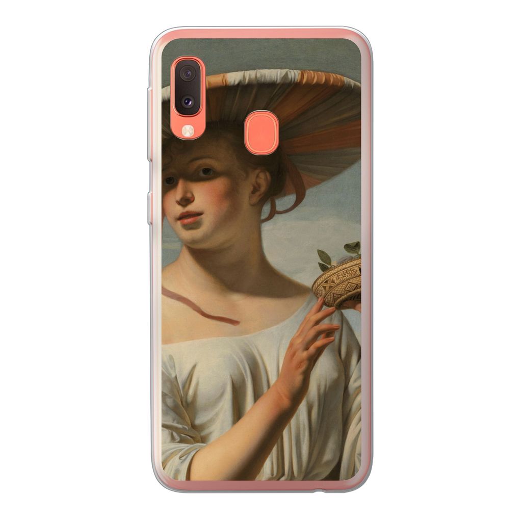 MuchoWow Handyhülle Schutzhülle Hülle für Samsung Galaxy A20e Mädchen mit breitem Hut - Gemälde von Cäsar Boëtius van Everdingen Silikon ...