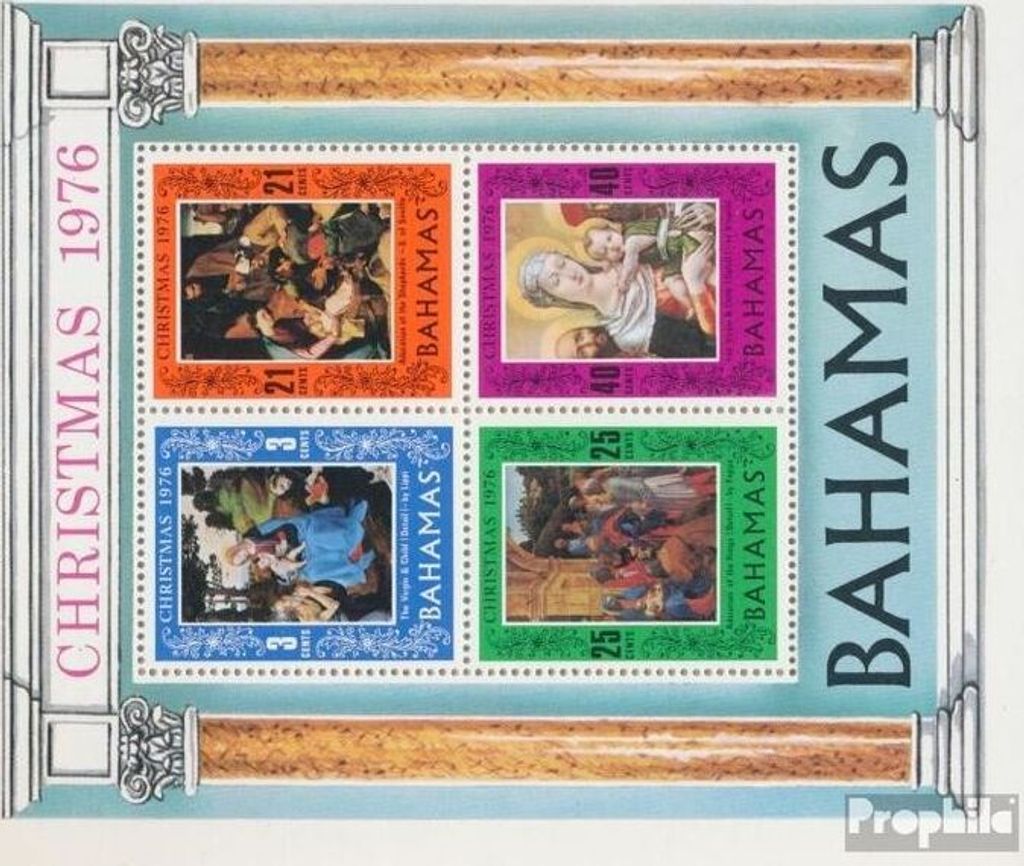 Briefmarken Bahamas 1976 Mi Block18 (kompl.Ausg.) postfrisch Weihnachten