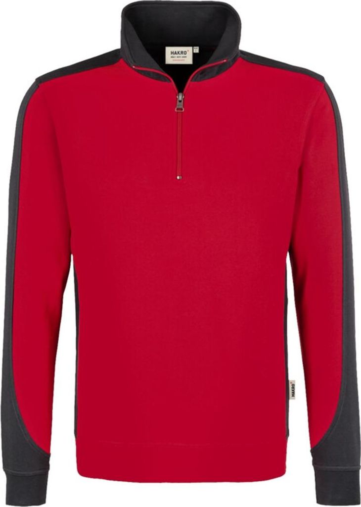 HAKRO Zip-Sweatshirt Contrast Mikralinar 476, rot/anthrazit, S
