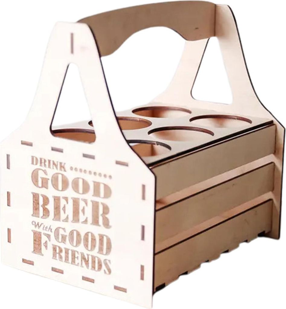 Bier-Caddy aus Holz, Picknick-Bierträgerbox, Bierflaschenhalter im Vintage-Stil, Tragetasche für 4 oder 6 Flaschen, BYOB-Partys, Grillabende