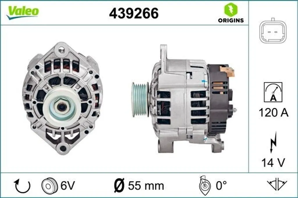 Alternateur pour Kangoo Megane Clio - VALEO 439266 - Fiabilité 12V