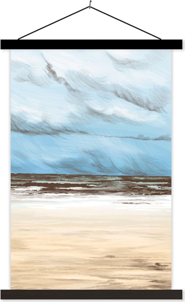 MuchoWow Textilposter Himmel - Strand - Meer 60x90 cm mit schwarzem Rahmen - Poster Wohnzimmer