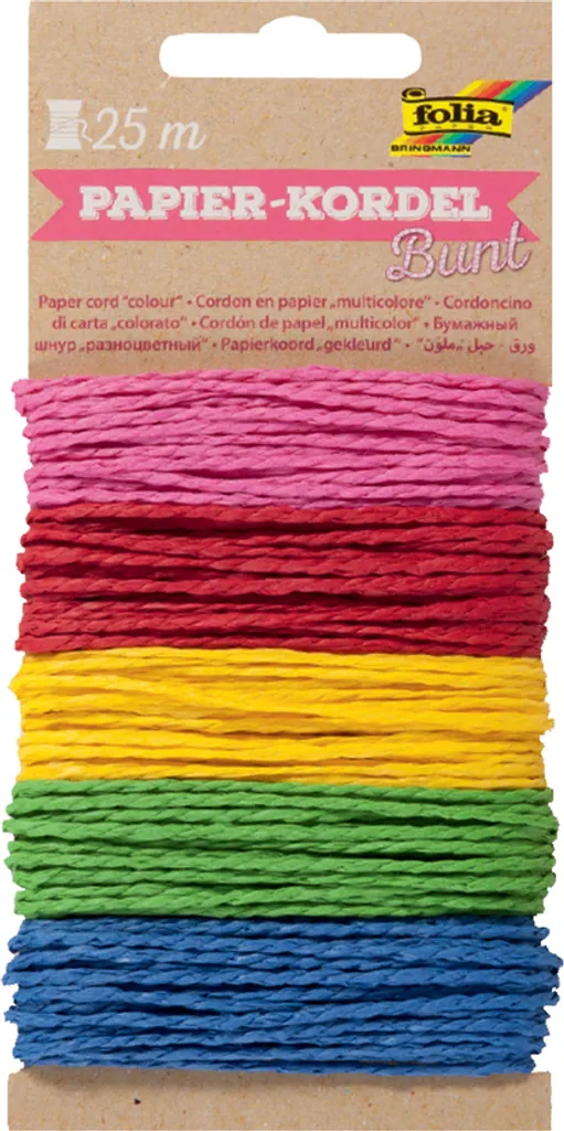 Ficelle en Papier Torsadé pour Décoration - Assortiment de 5 Couleurs