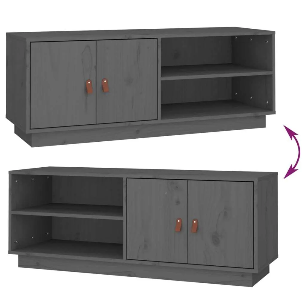 Mobile Porta TV 105x34x40 cm in Pino Massiccio Grigio | Legno Vero - 6