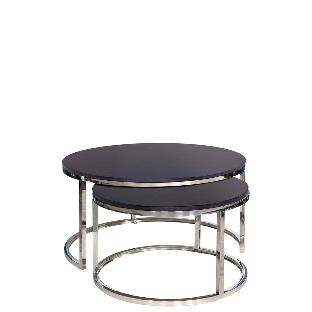 MINOU Couchtisch 2er Set - H.42cm x D.80cm - espresso - Edelstahl