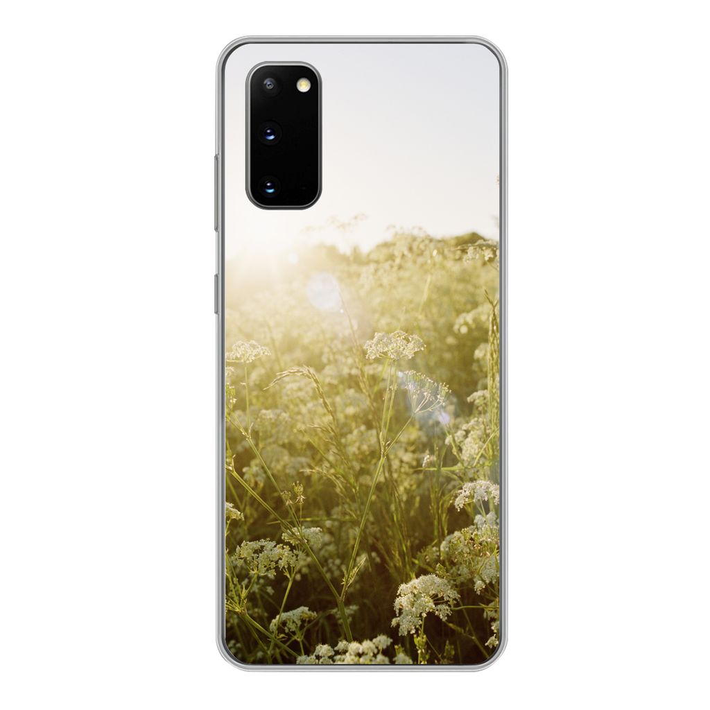 MuchoWow Handyhülle Schutzhülle Hülle für Samsung Galaxy S20 Blumen - Weiß - Frühling Silikon Softcase Handy Hülle - Bild
