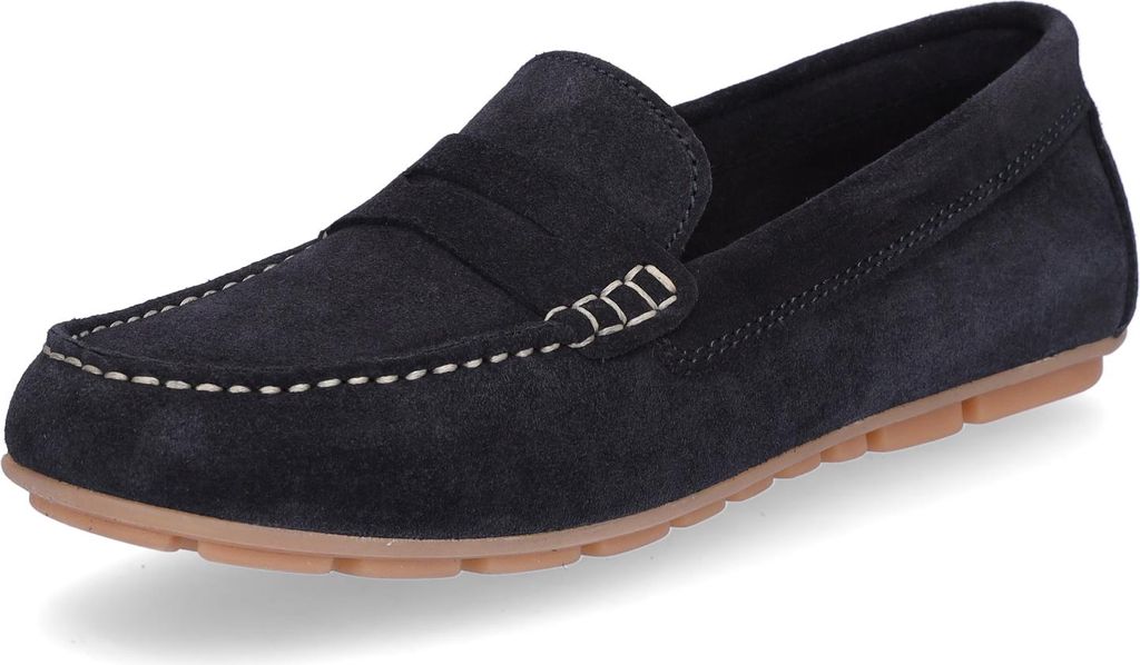 MIDS MIRELLA Damen Mokassin navy aus Rauleder mit Lederinnensohle