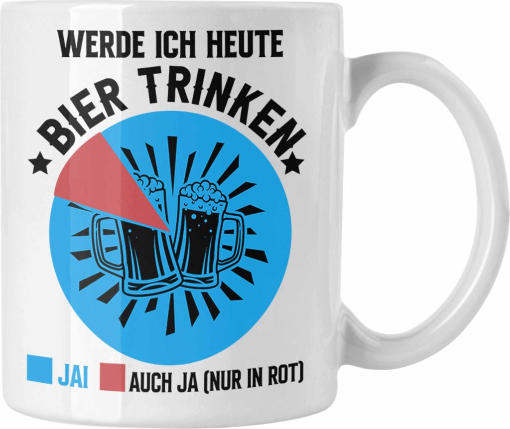 Trendation - Bier Trinker Tasse Geschenk Kaffeetasse mit Spruch für Bier-Liebhaber (Weiß)