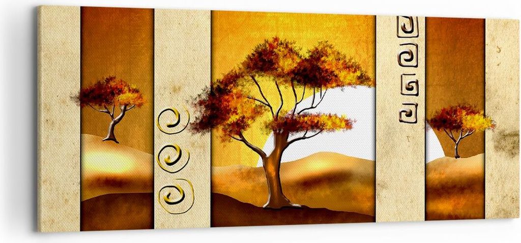 Bild auf Leinwand - Leinwandbild - Modern baum savanne wüste - 100x40cm - Wand Bild - Wanddeko - Leinwanddruck - Bilder - Kunstdruck - Wanddekorat...