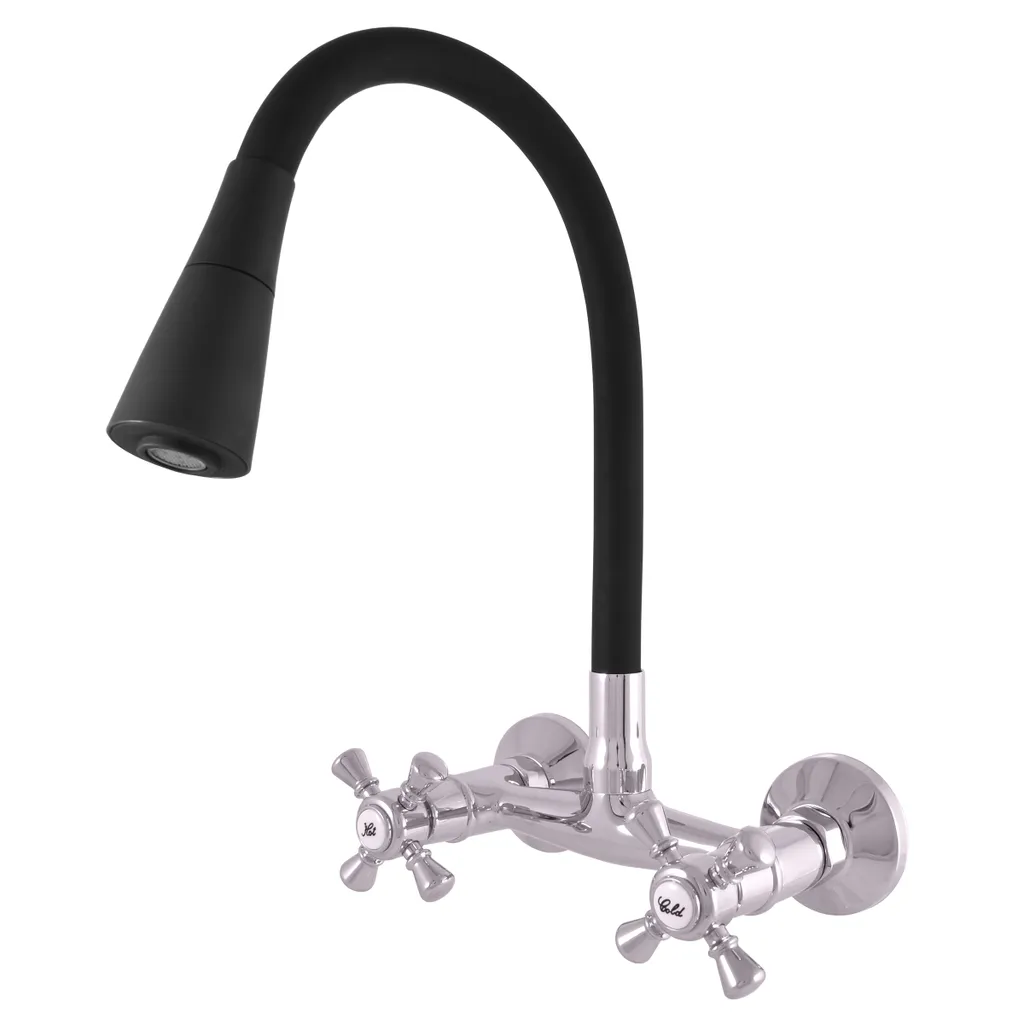 Slezák-RAV Slezák Rav MK302/13 Miscelatore per lavello con braccio flessibile con doccia Colore: cromo/nero, Dimensioni: 150 mm
