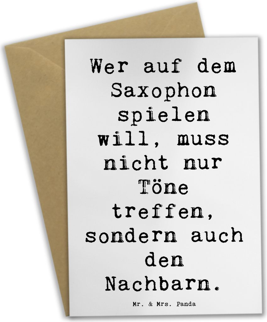 Mr. & Mrs. Panda Klappkarte Spruch Saxophon Spieler - Weiß Produktbild 