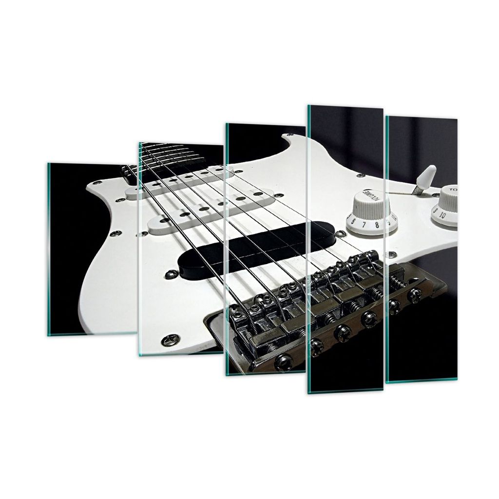 Bilder auf glas - E-Gitarre String Knopf - 150x100cm - Glasbilder - Wandbilder - Kunstdruck - zum Aufhängen bereit - Wanddekoration aus Glas - Gla...