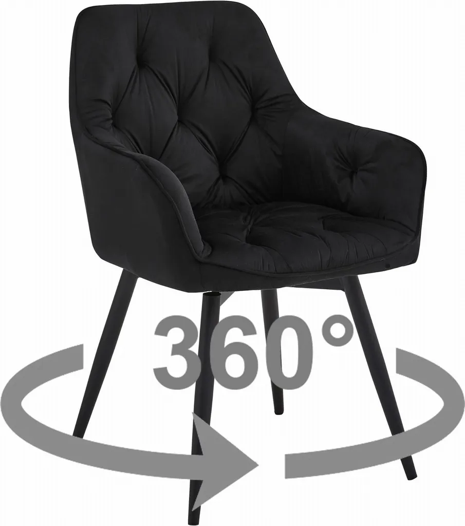 Chaise pour bureau ou salon JORK360 velours noir lot de 2 sièges