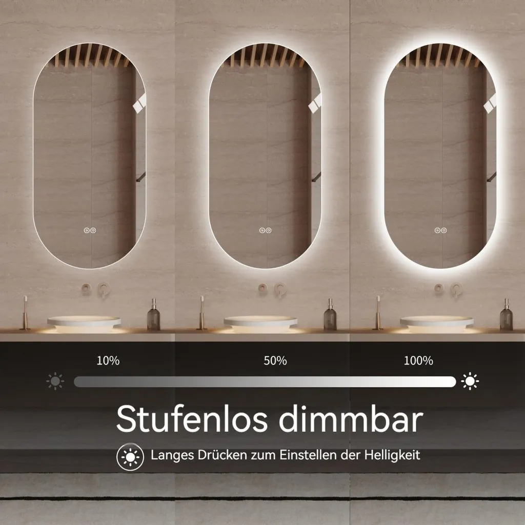 Miroir intelligent tactile 120 cm anti-buée, éclairage LED modulable - 4