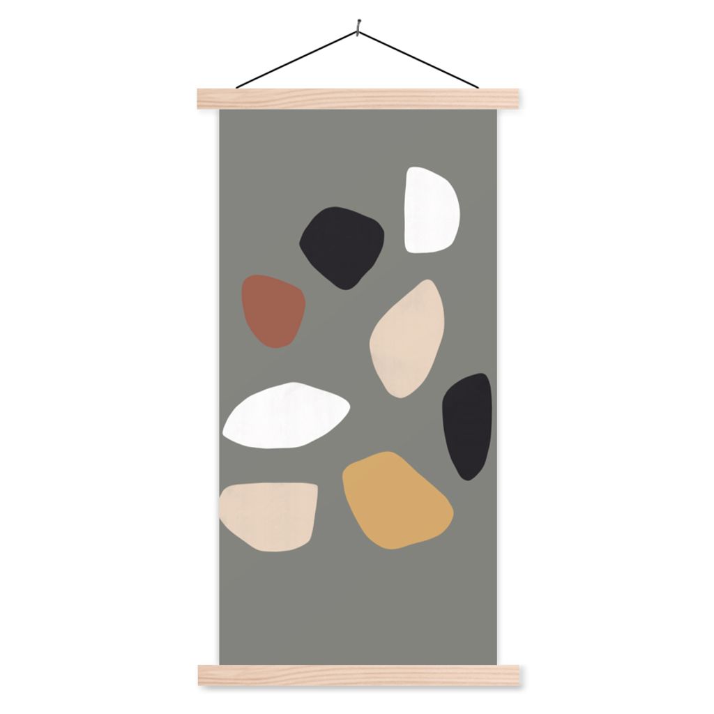 MuchoWow Textilposter Minimalismus - Pastell - Gestaltung 40x80 cm mit holzfarbenen Rahmen - Wohnzimmer