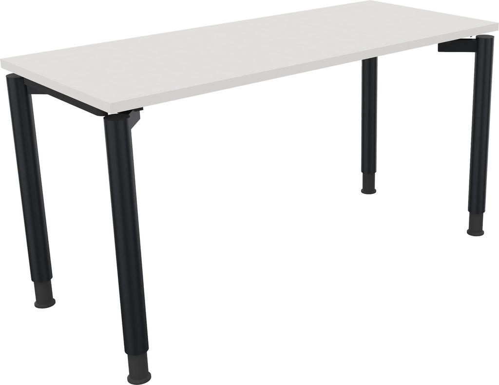 Schreibtisch Vierfuß Rundrohr B1400xT600xH680-820 an/Weiß