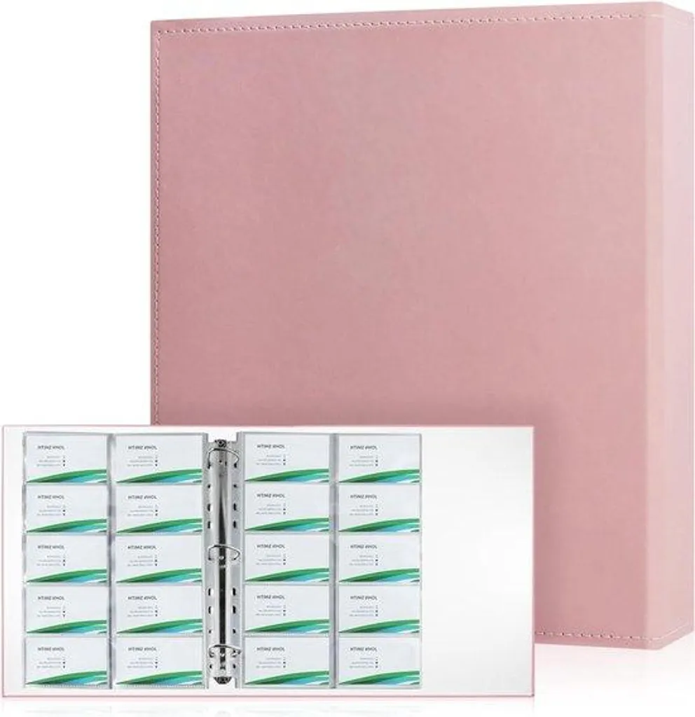 Porte-cartes de visite Rose 3 Anneaux - Gestion 600 Cartes