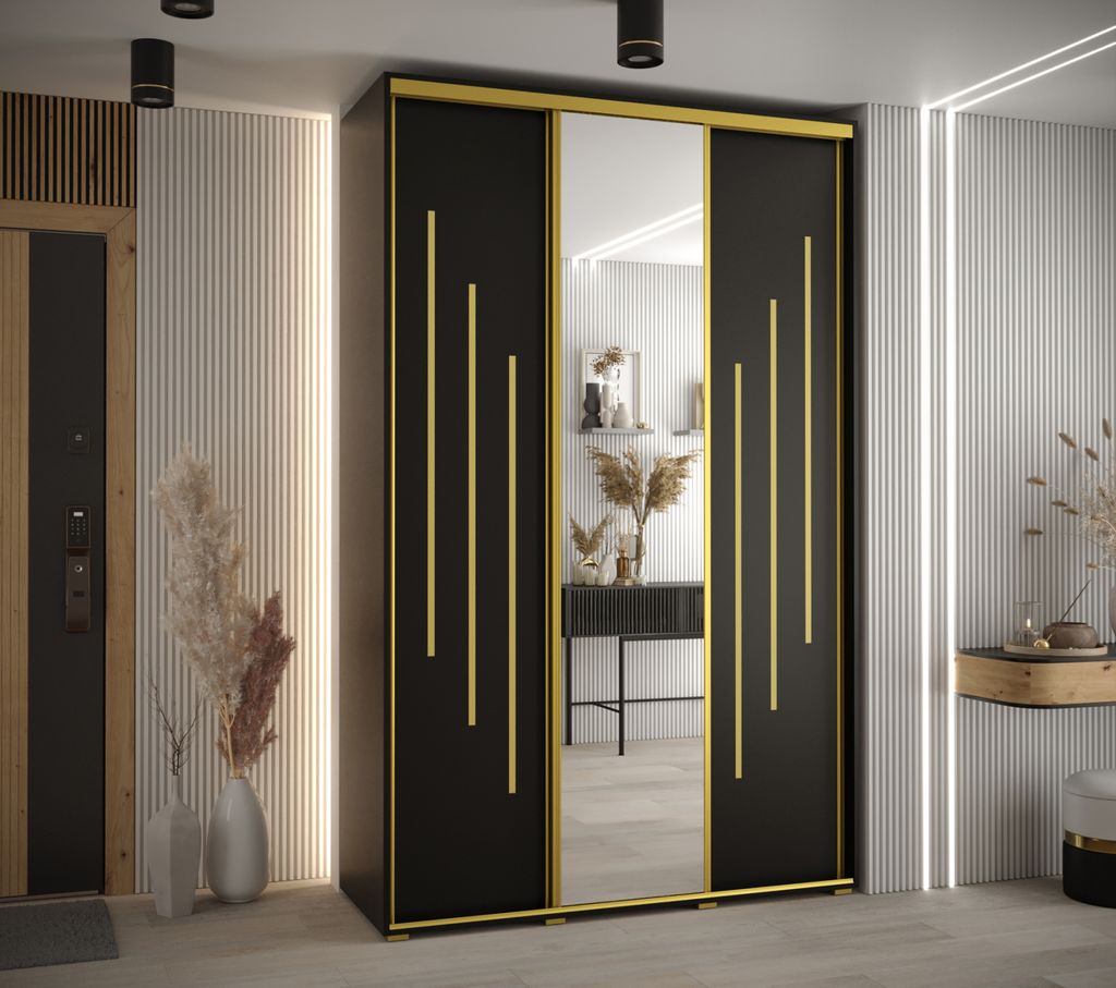 Kleiderschrank ASIRI 9 - 150/45 cm, schwarz/gold